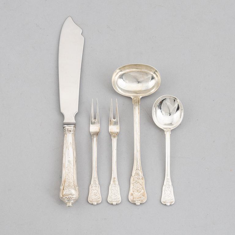 Ole Hagen, serveringsbestick, 5 delar, sterlingsilver, "Rosenborg", A Michelsen, Köpenhamn omkring 1960.