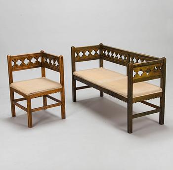 Möblemang, 7 delar, Tidaholms Bruks Aktiebolag, 1900- talets början.