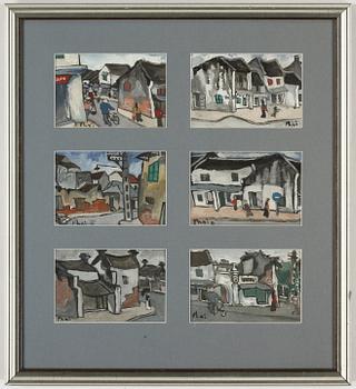 Bui Xuan Phai · BUI XUAN PHAI, 6 st samramade, oljor, signerade, två daterade -82.