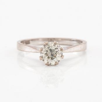 Solitaire ring in 18K white gold with a Very Faint Light Green diamond approximately 1.10 ct.