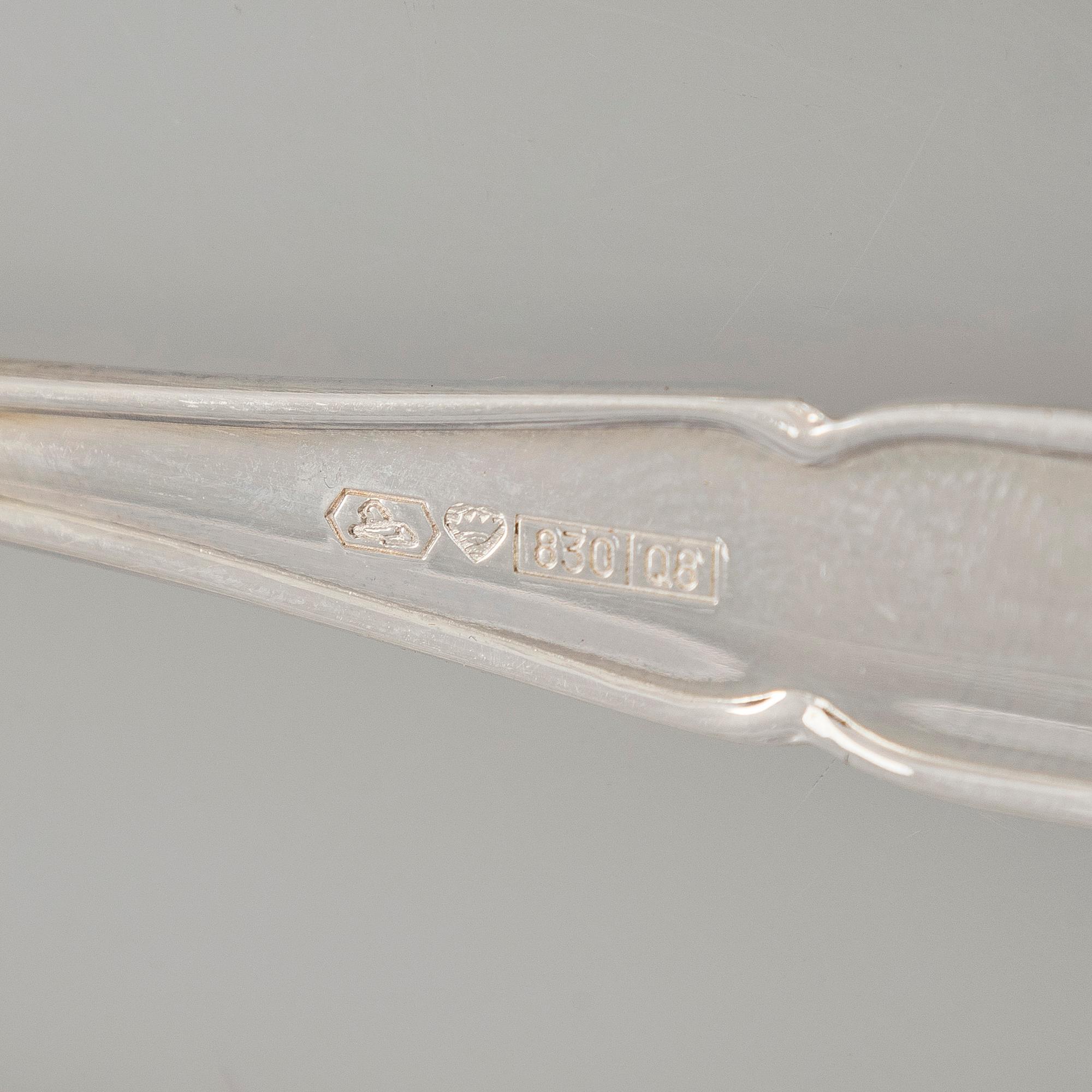 An 86-piece set of 'Chippendale' silver cutlery, Kultakeskus Hämeenlinna.