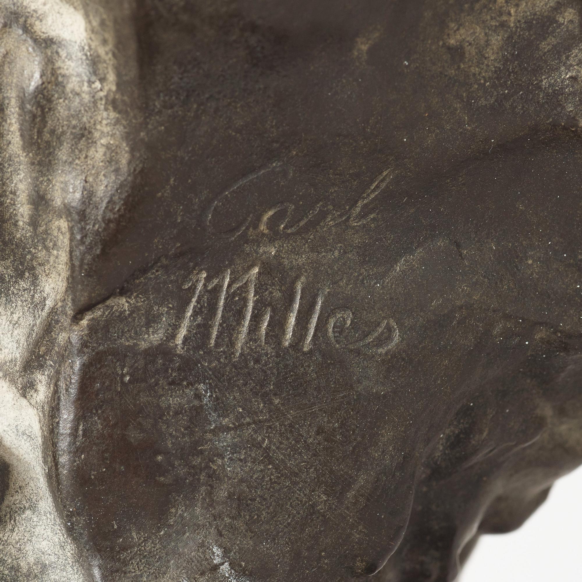 CARL MILLES, skulptur, mörkpatinerad brons, gjutarstämpel L. Rasmussen, Køpenhavn.