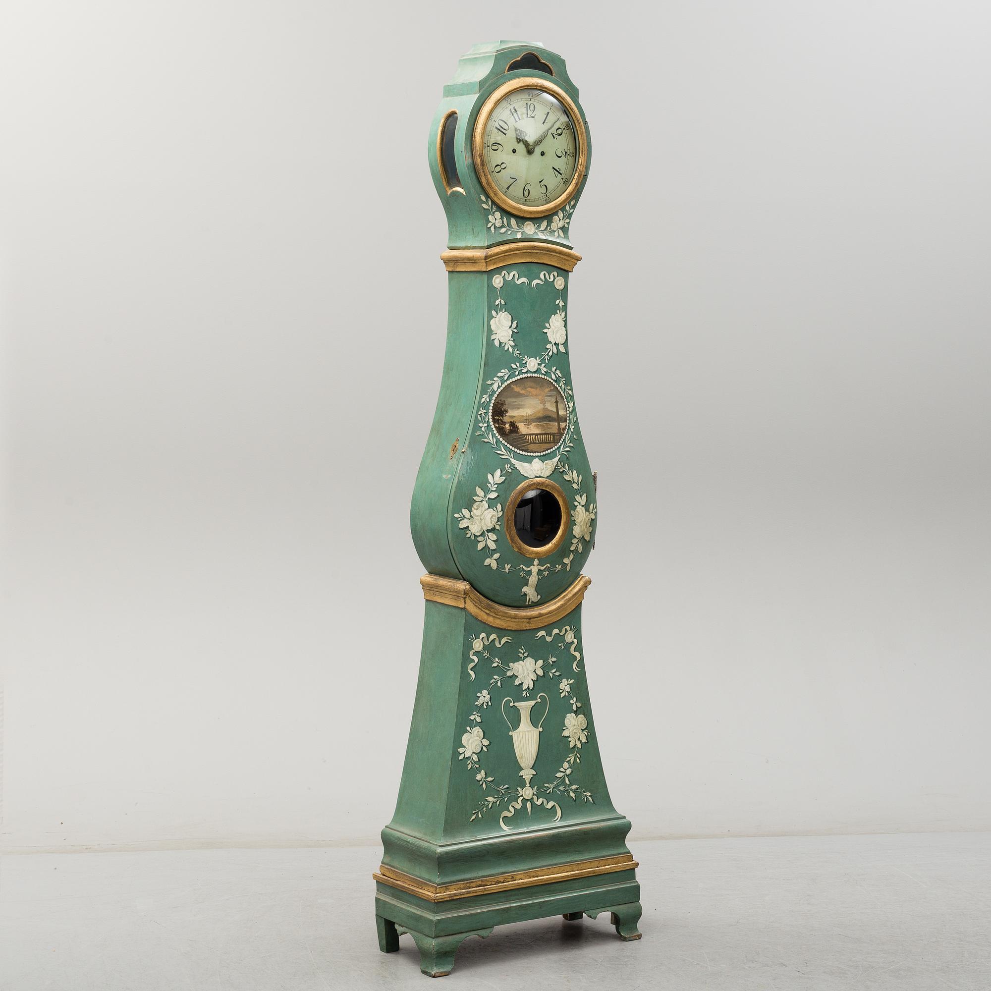A Swedish Rococo longcase clock, second half of the 18th century.