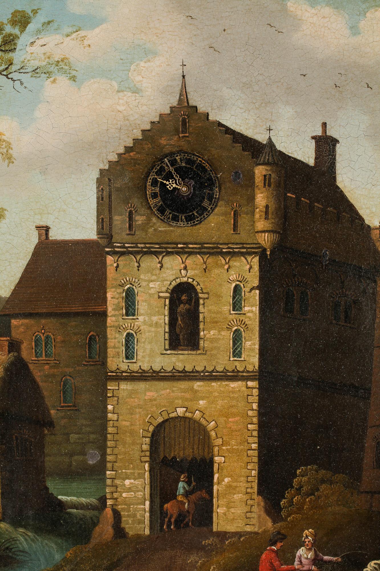 TAVELUR, olja på plåt, 1800-tal.