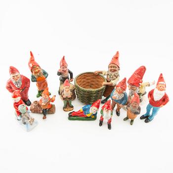 A collection of gnomes, 13 pieces mostly Germany, 20th century.
