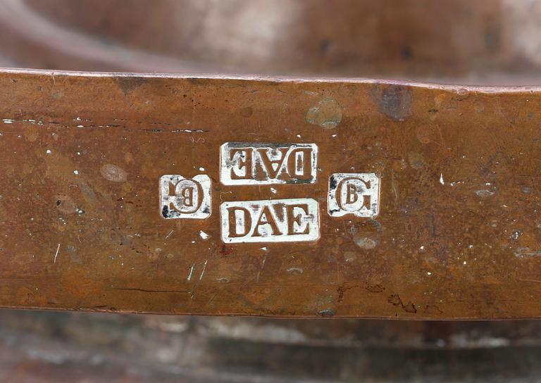 KAFFEPANNA, koppar, märkt DAE o GB, 1800-talets första hälft.