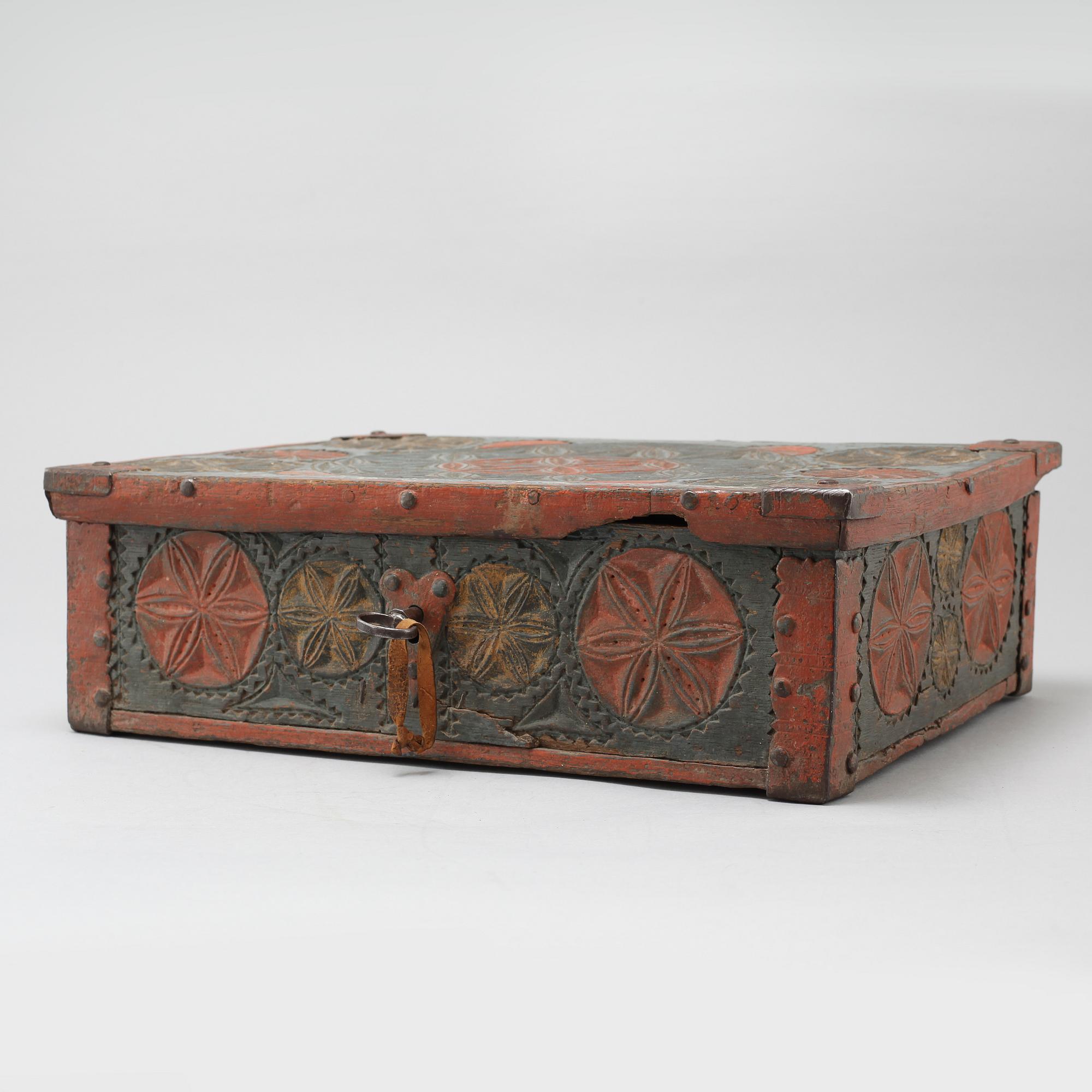 An 18th century Swedish wooden box.
