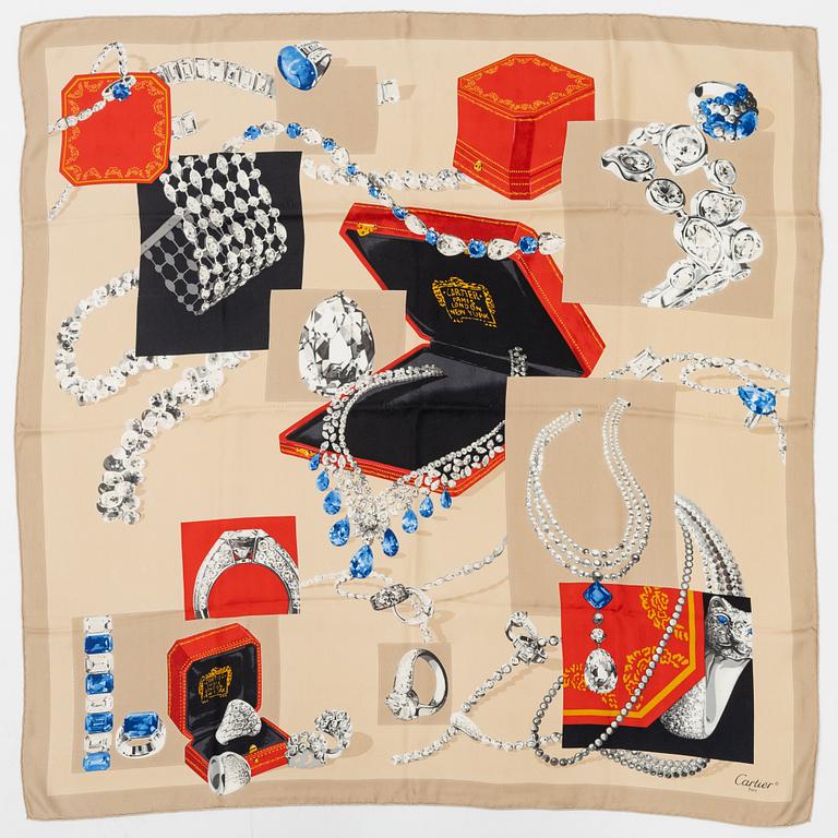 Cartier, a jacquard silk scarf.