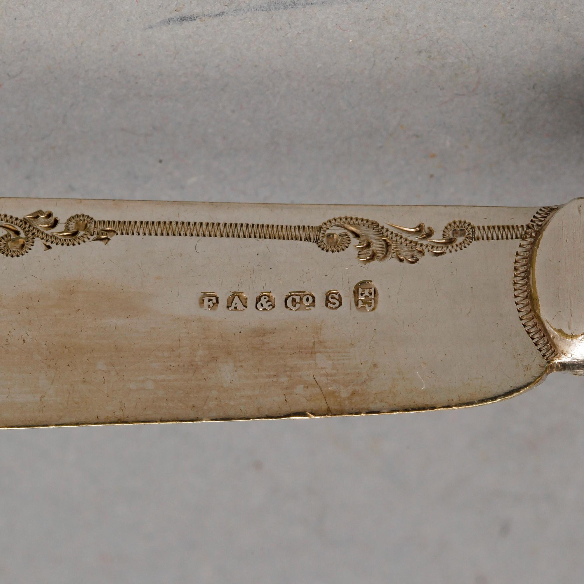 FISKBESTICK, 14 delar, pläter, England, 1800/1900-tal.
