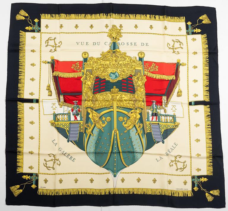 Hermès, scarf, "Vue du Carosse de la Galère La Réale".