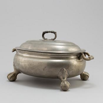 A 19th century  pewter tureen with cover.