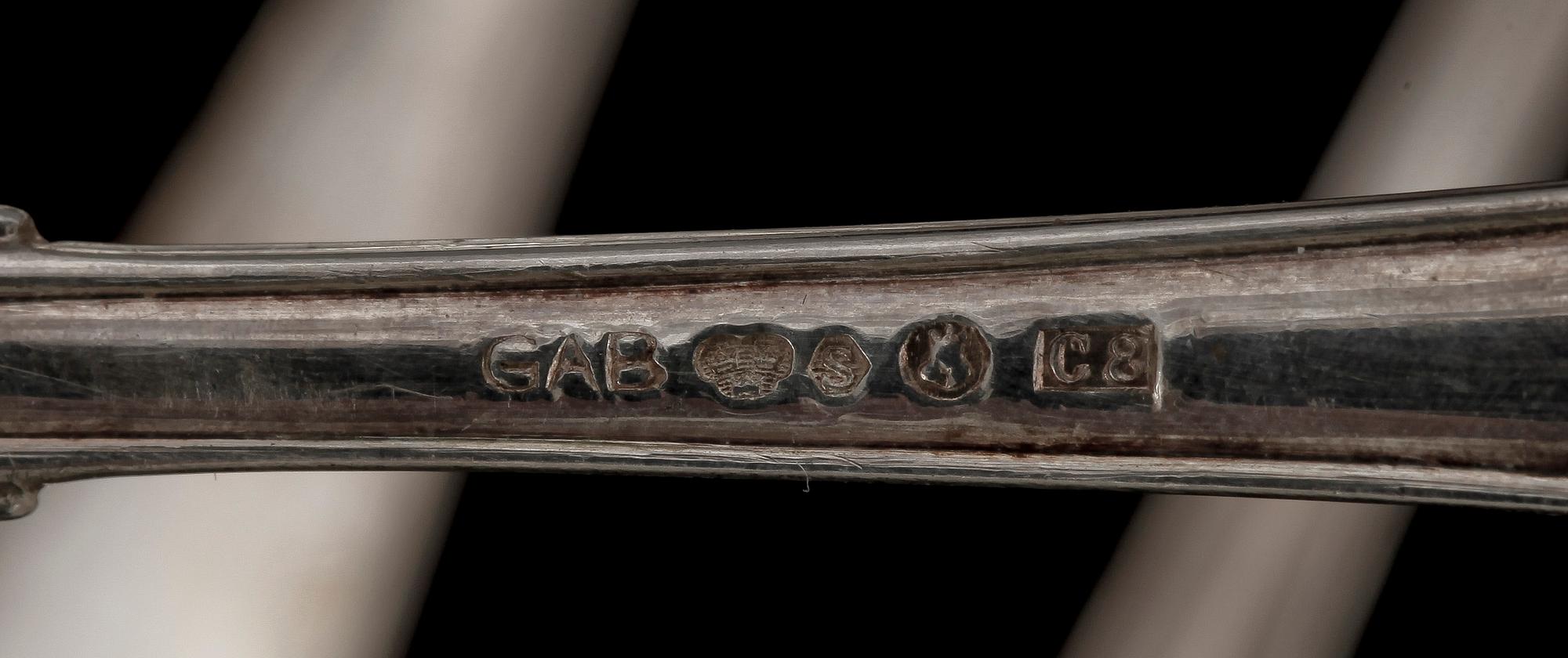 BORDSSKEDAR, 12 st. Silver. Tot. vikt 575 g. Modell Svensk Spets. 1929.