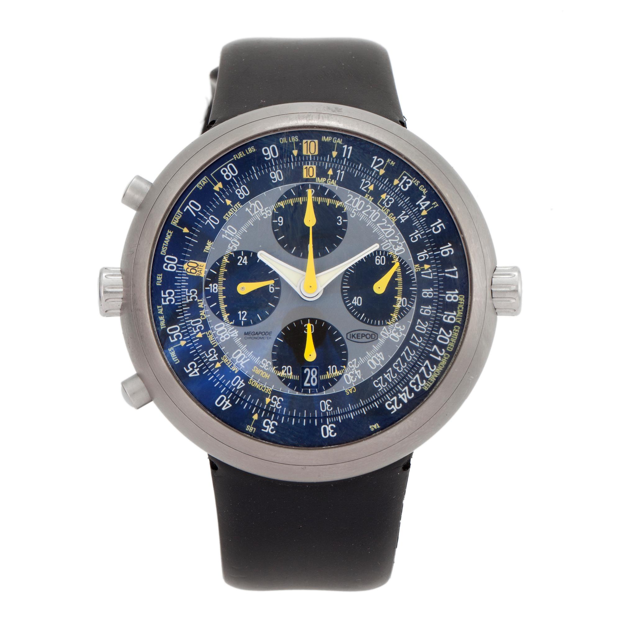 IKEPOD, Megapode, Chronometer, Marc Newson design, chronograph, wristwatch, 46 mm,