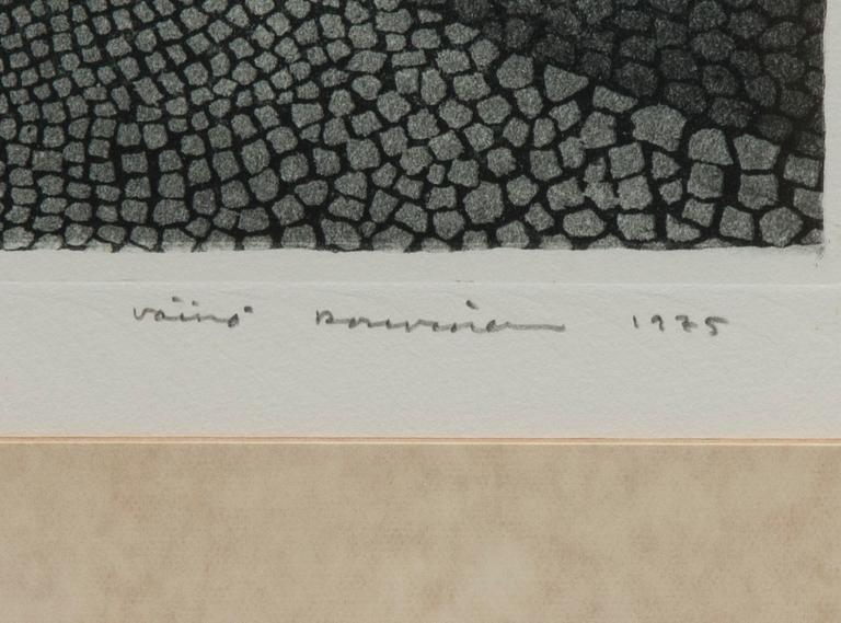 VÄINÖ ROUVINEN, kuivaneula ja akvatinta, signeerattu, päivätty 1975 ja numeroitu 17/50. Taiteilijan vedos.