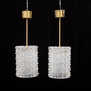 TAKLAMPOR, ett par, glas. Orrefors, design Carl Fagerlund. 1960-tal.