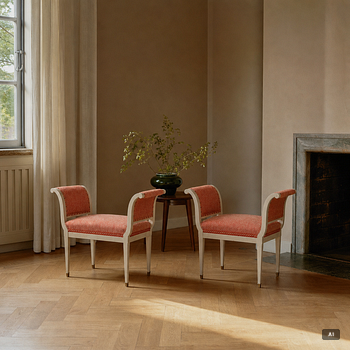 A pair of late Gustavian-style stools, ca 1900.