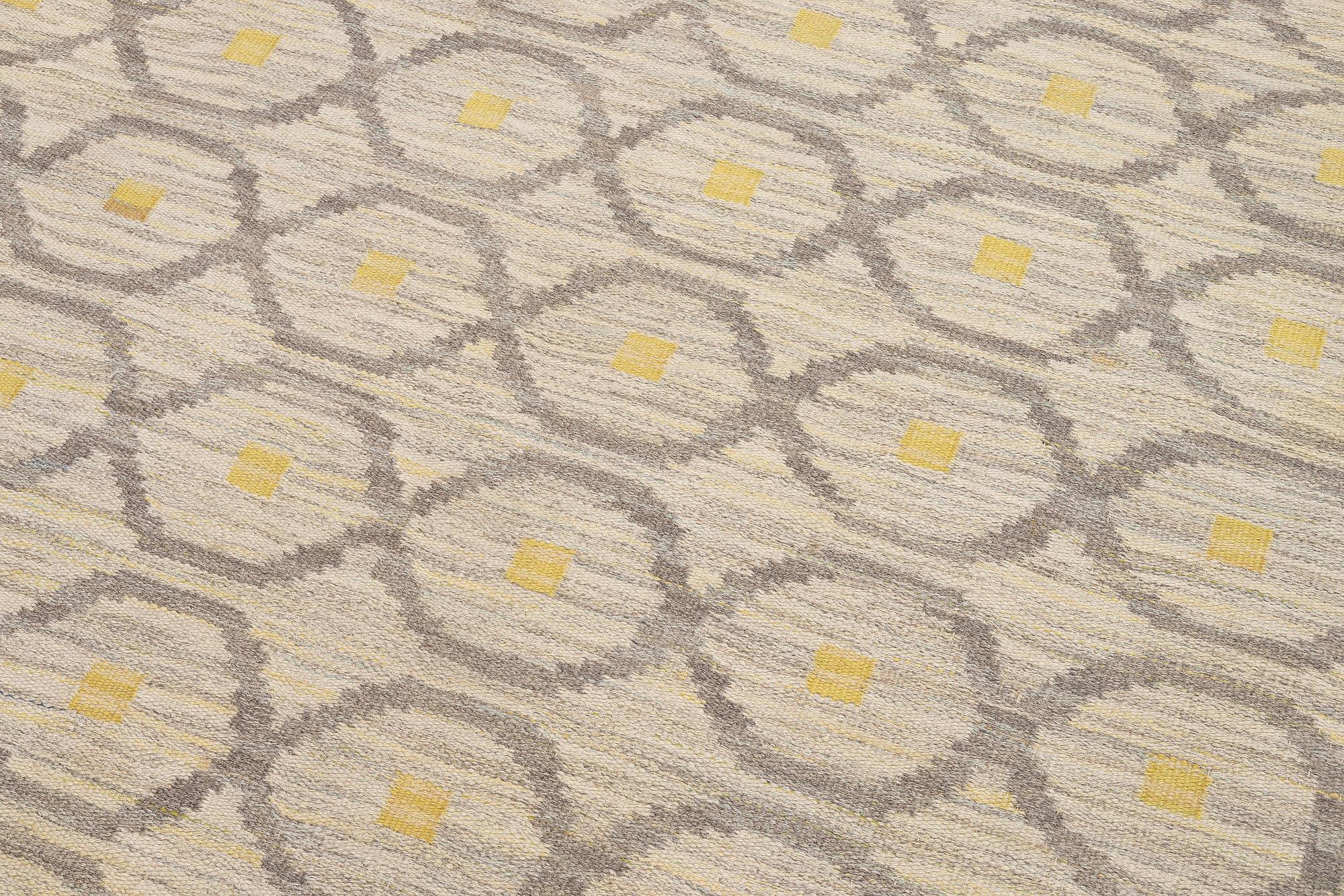 A carpet, flat weave, c. 340 x 246 cm, signed JBV (Johanna Brunssons Vävskola).