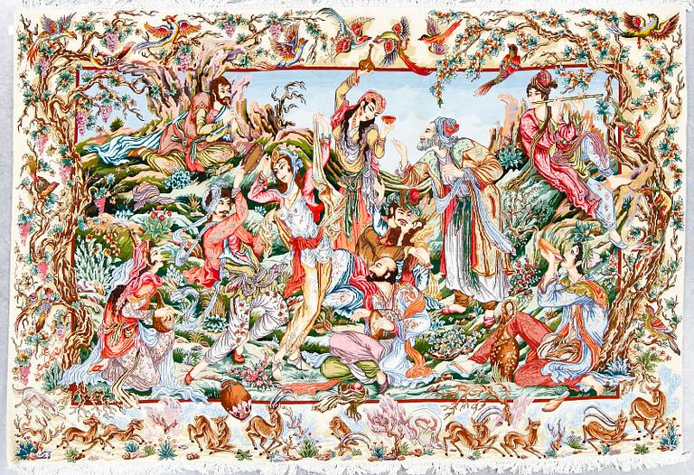 MATTA, Täbris, figural, part silk, ca 200x295.