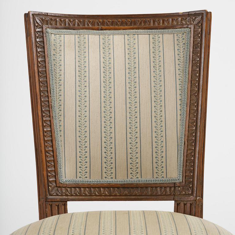 A set of six late Gustavian chairs by E. Ståhl (master in Stockholm 1794-1820).