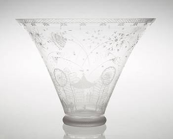 An Edward Hald glass bowl 'Fyrverkeriskålen', Orrefors 1958.