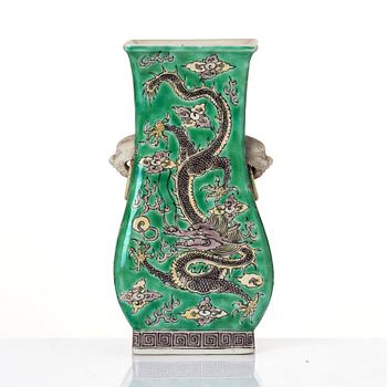 A famille verte bisquit vase, Qing dynasty, Kangxi (1662-1722).