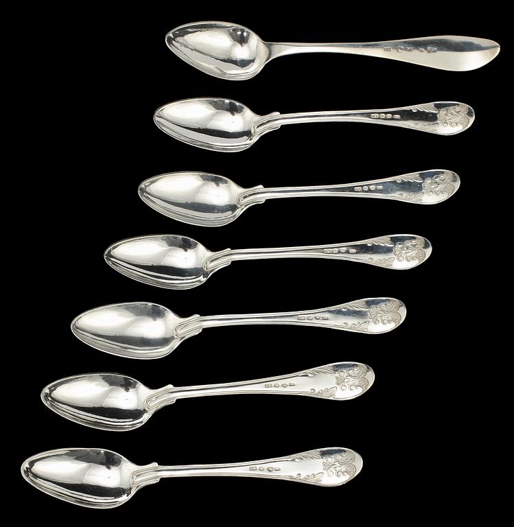 PARTI SILVER, 19 delar, 1800/1900-tal. Vikt 480 g.