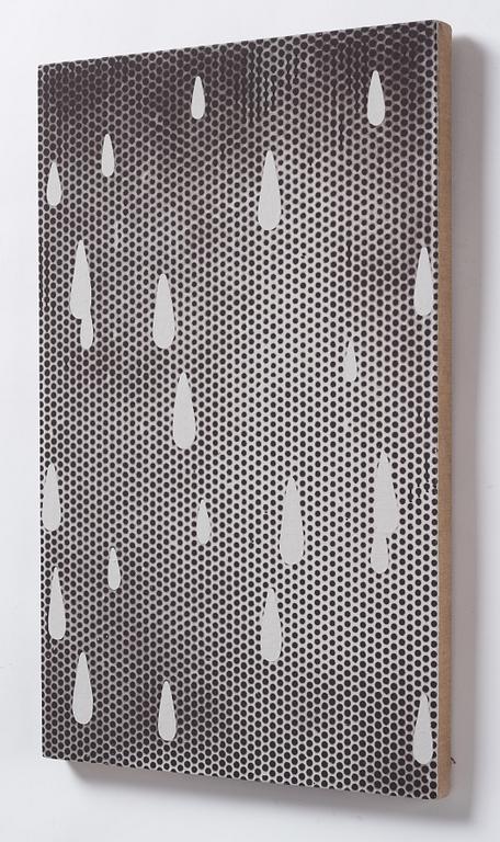 Carl Ostendarp, spray paint and flashe on canvas, signed and dated 1991 verso.