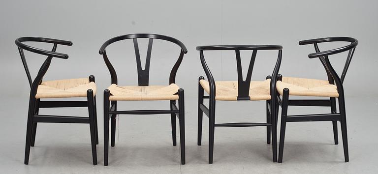 KARMSTOLAR, 4 st, Y-stolen, formgivna av Hans Wegner 1950, tillverkade av Carl Hansen & Son, Odense, 2006.