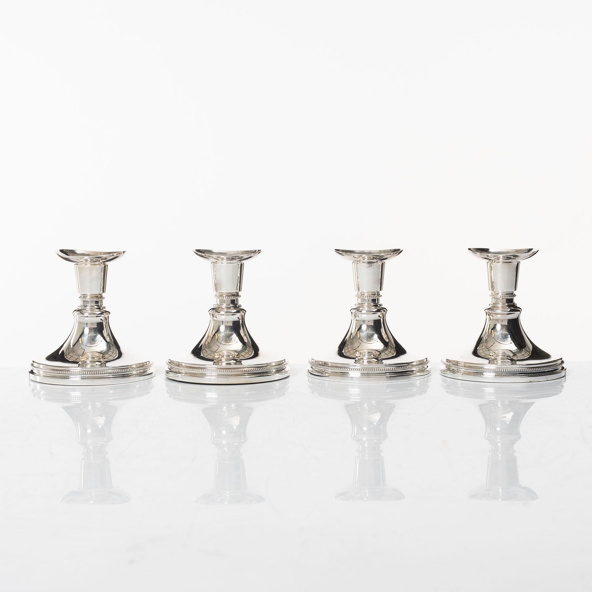 Ljusstakar, 4 st, silver, MGAB, Uppsala 1957.