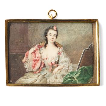 Niclas Lafrensen d.ä. Attributed to, Young lady at a dressing table (probably Countess Christina Törnflycht, 1714-1780).