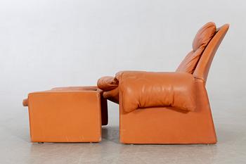 Vittorio Introini, a leather armchair and stool for Saporti 1960/70s.