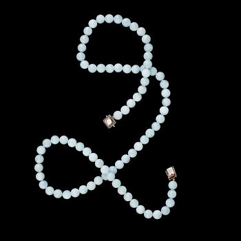 COLLIER, akvamariner, diamanter tot ca 1.30 ct.
