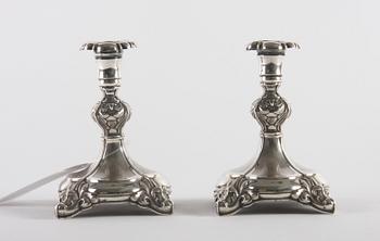 LJUSSTAKAR, ett par, silver, Sverige.