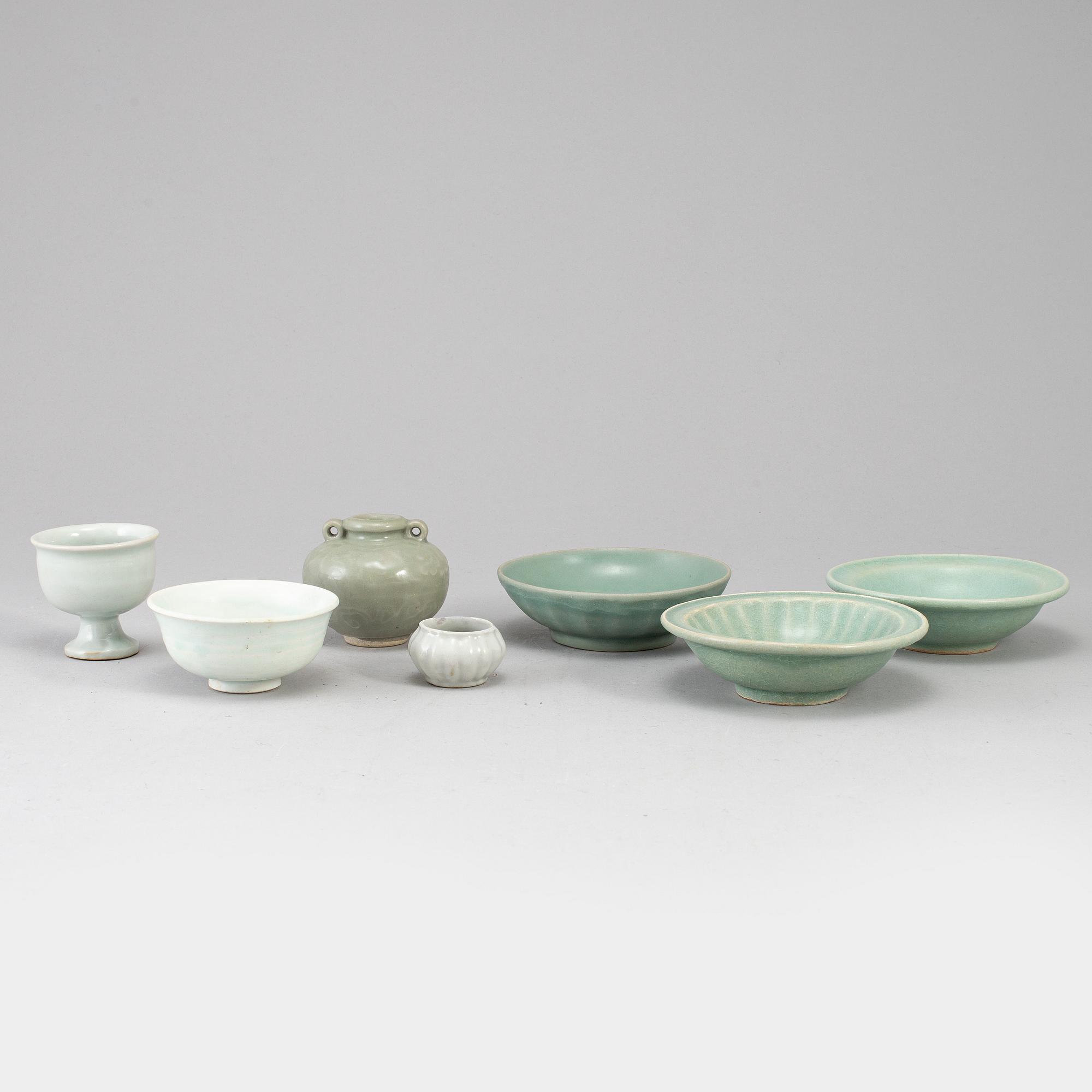 A group of Celadon ware, South East Asia, partly 17th Century. (7 pieces).