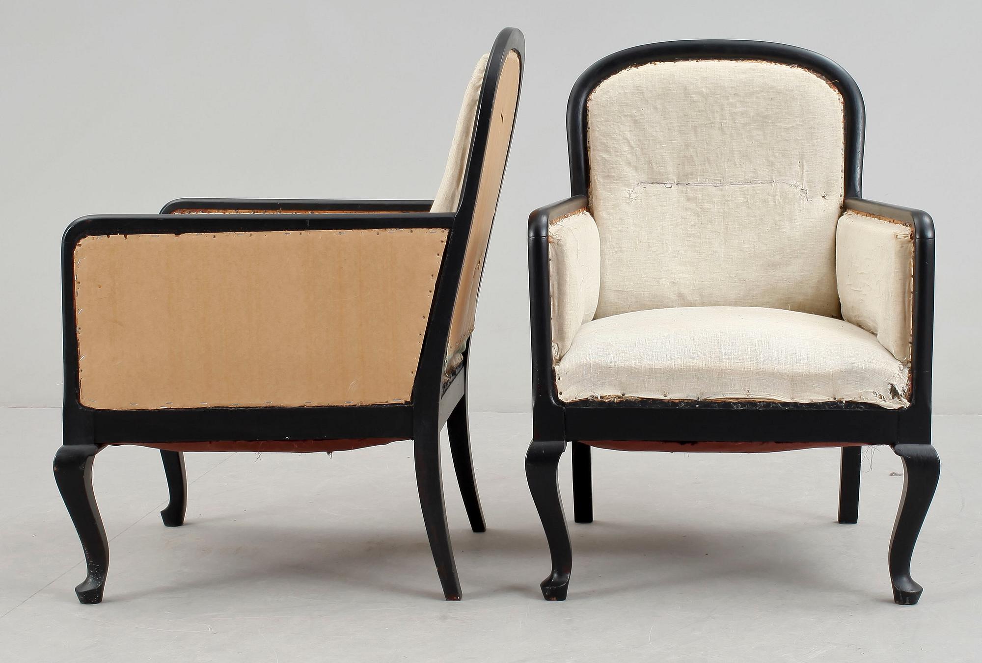 FÅTÖLJER, ett par, rokokostil, 1900-talets första hälft.