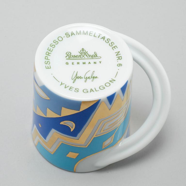 ESPRESSOKOPPAR MED FAT, 12 st espressokoppar, porslin, Rosenthal, 1980/90-tal.