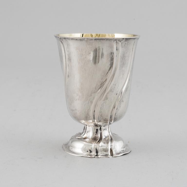 A mid 18th century parcel-gilt silver beaker, marked Kronstadt.