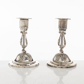 A pair of Swedish silver candlesticks, mark of Emanuel Holmberg, Karlskrona 1843.