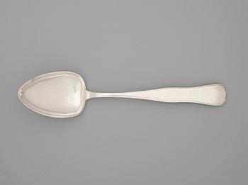 1056. A Norwegian 19th century silver serving-spoon, marks of Kristensen, Drammen c. 1860.