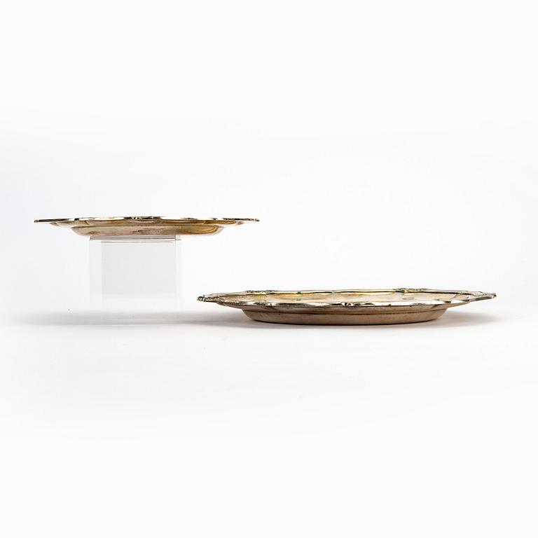 A set of three Danish 20th century silver dishes control mark Christian F. Heise 1923 and 1930, total weight 1168 grams.