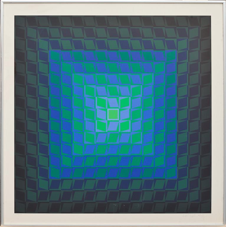 VICTOR VASARELY, färglitografi, signerad och numrerad 128/150.