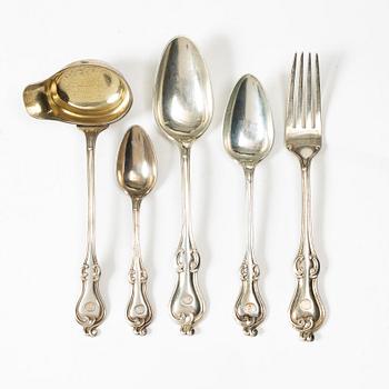 A 30 piece 'Adlerstråhle' silver cutlery service, Lars Larsson, 1873, Stockholm.
