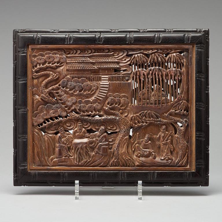 PANEL, bambu. Kina, omkring 1900.