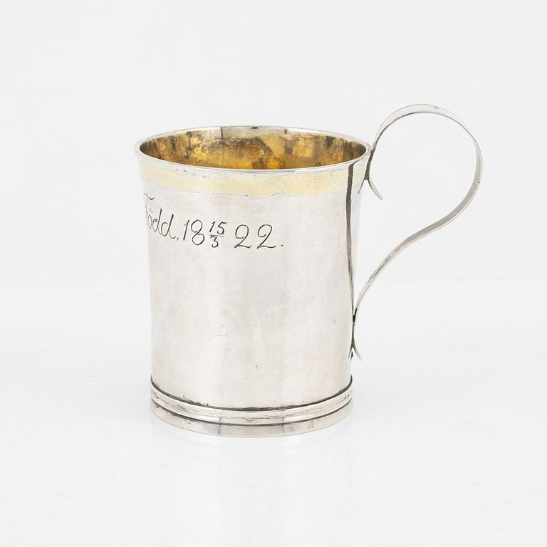 A Swedish Parcel-Gilt Silver Mug, mark of Johan Daniel Blomsterwall, Gothenburg 1825.