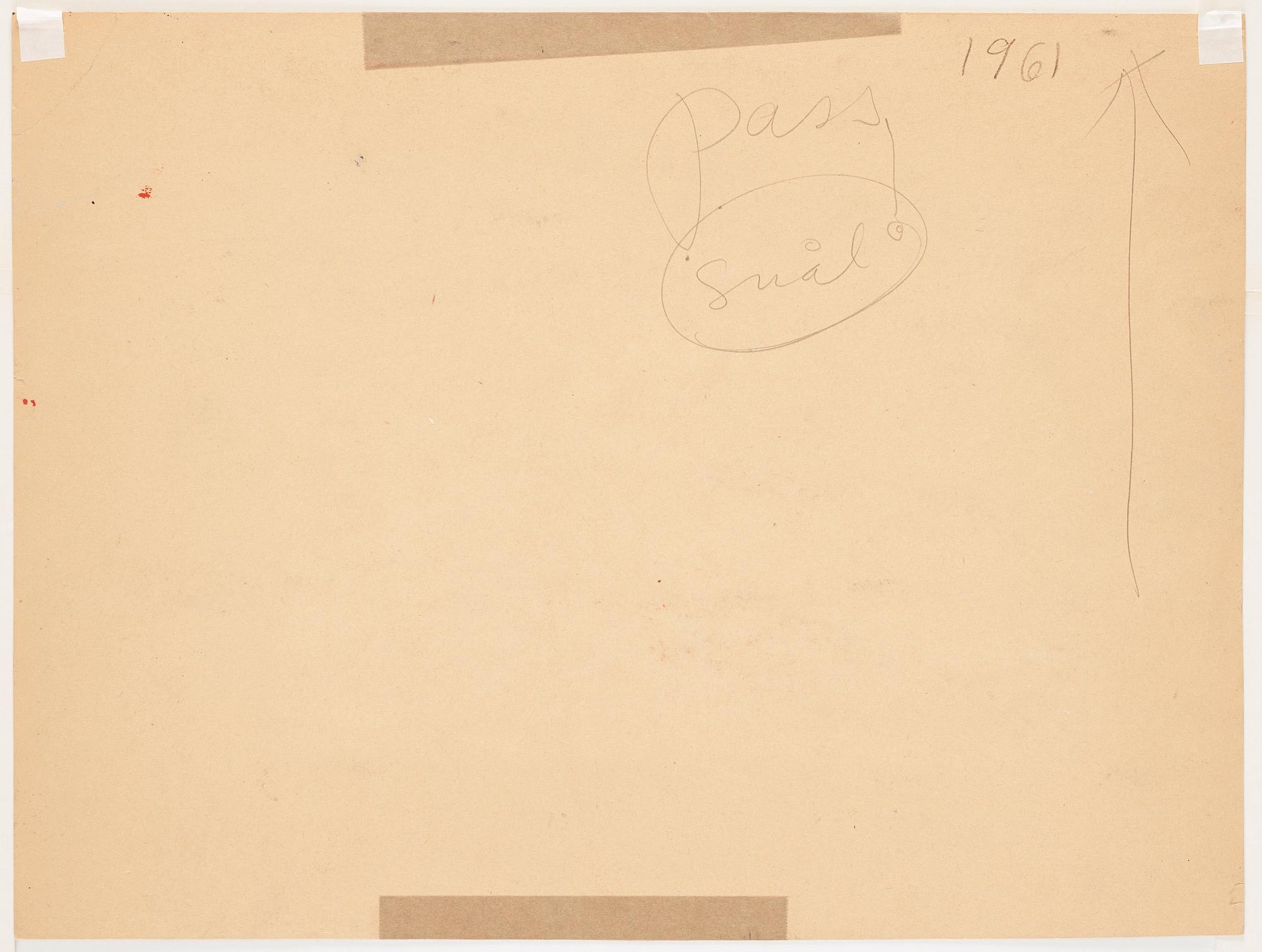 CO Hultén, gouache on cardboard, signed and executed 1961.