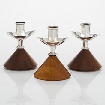 Anna-Greta Eker, Three silver and mahogany candlesticks, Auran Kultaseppä, Turku 1965 and 67.