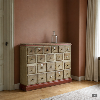 A painted spice-cabinet, first part 19th century.