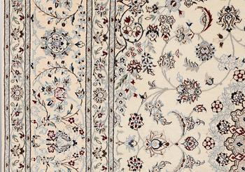 A Nain part silk carpet, c. 207 x 208 cm.