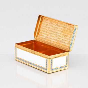 A jewelled gold and enamel box, Otto Keibel, St Petersburg 1799, Empire.