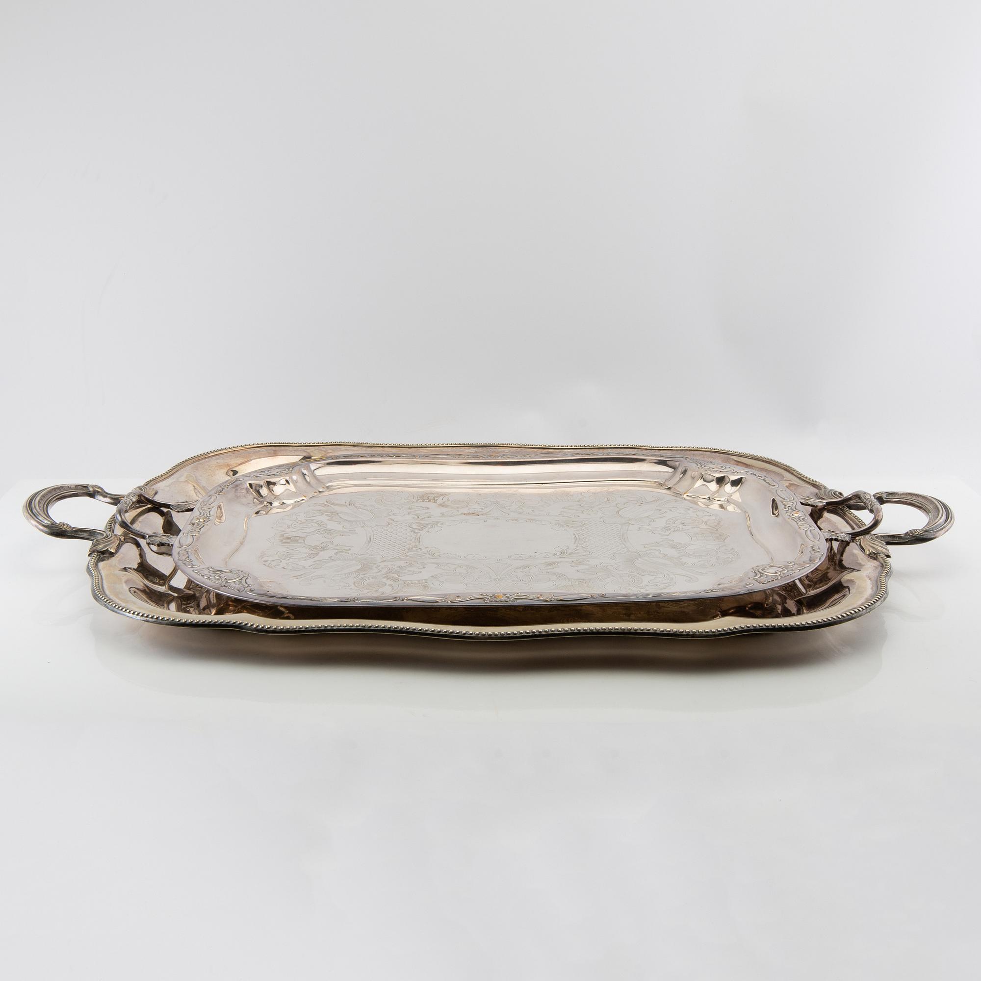 Trays 2 pcs of nickel silver, first half of the 20th century.